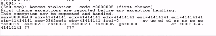 EIP Overwritten with 41414141