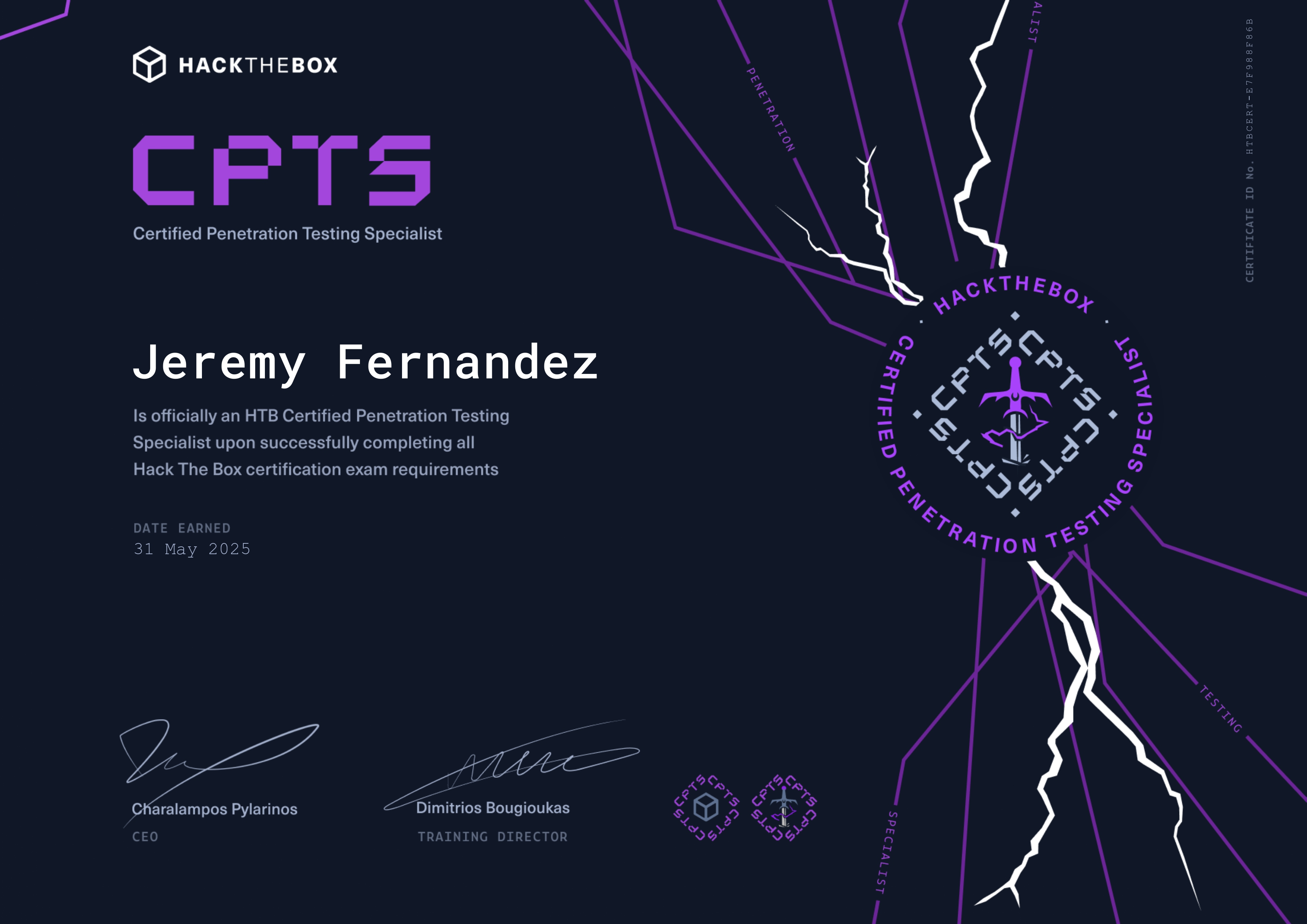CPTS Certificate Page