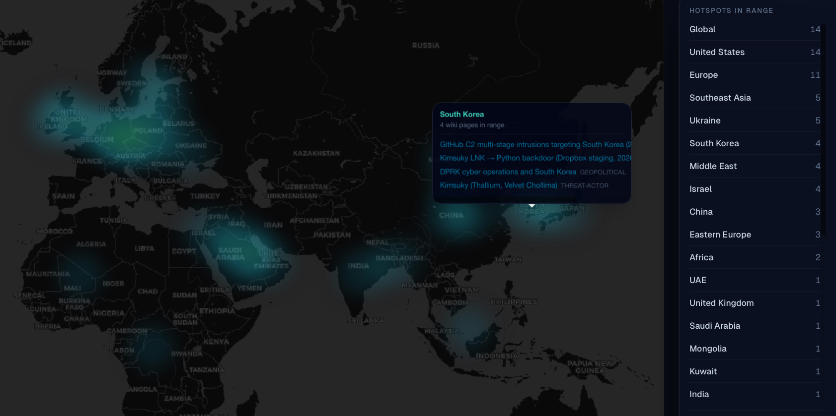 Calendar heatmap of wiki coverage by region over time