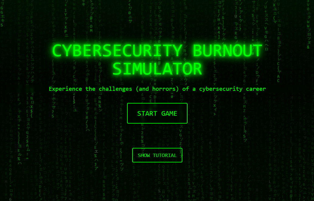 Cybersecurity Burnout Simulator - A Game for Awareness